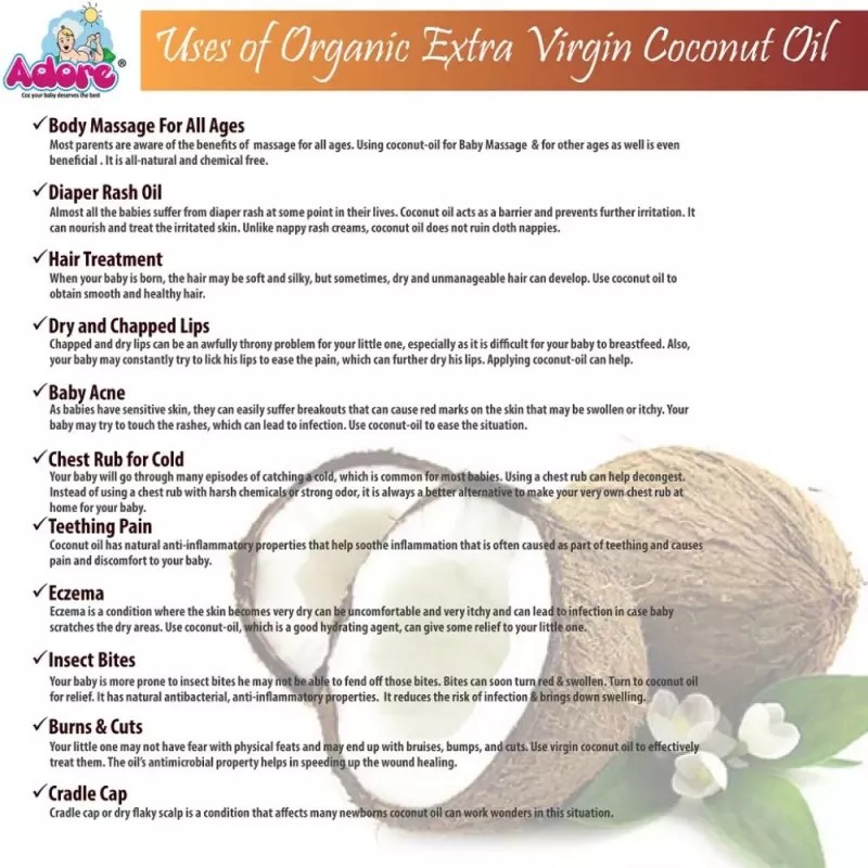 Adore Organic Extra Virgin Coconut Massage Oil (200ml)