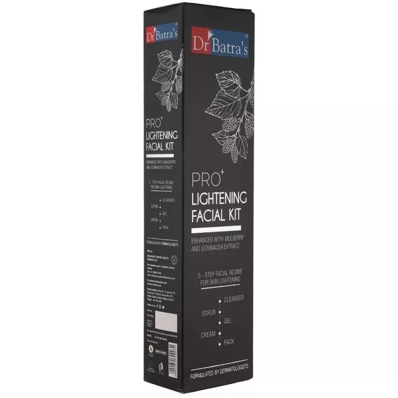 Dr Batras Pro Plus Lightening Facial Kit (Facial Pack 50g + Scrub 50g + Cleanser 50g + Gel 50g + Massage Cream 50g) (1Pack, Pack of 3)