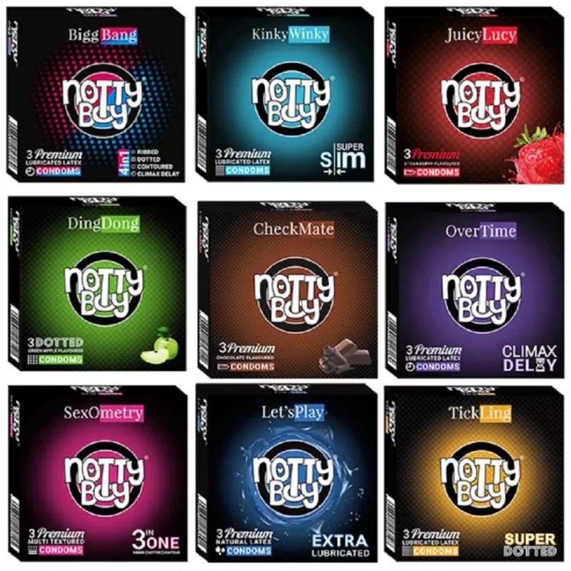 NottyBoy Honeymoon Condoms Combo Pack (9 Boxes Each 3Pcs) (1Pack)