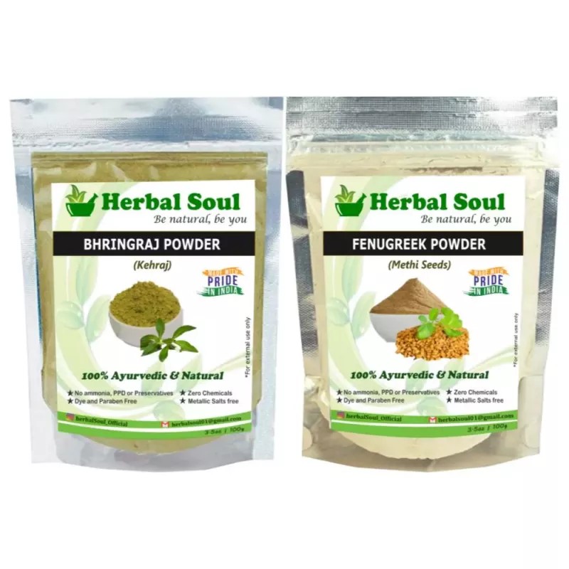 Herbal Soul Bhringraj & Fenugreek Powder Combo (Each 100g) (1Pack)
