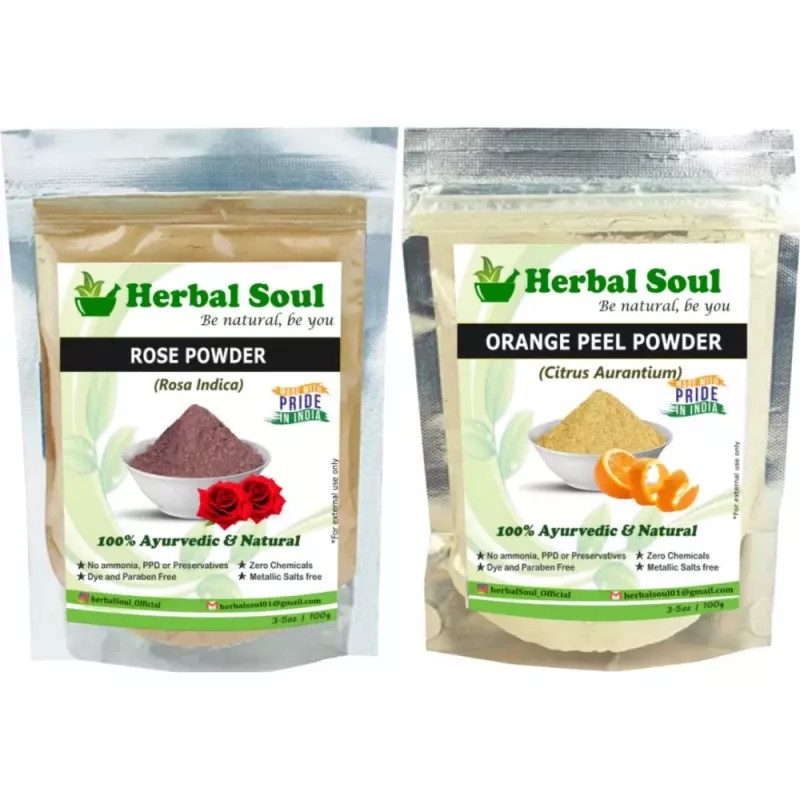 Herbal Soul Orange Peel & Rose Powder Combo (Each 100g) (1Pack)
