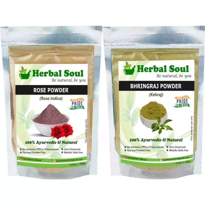 Herbal Soul Bhringraj & Rose Petal Powder Combo (Each 100g) (1Pack)