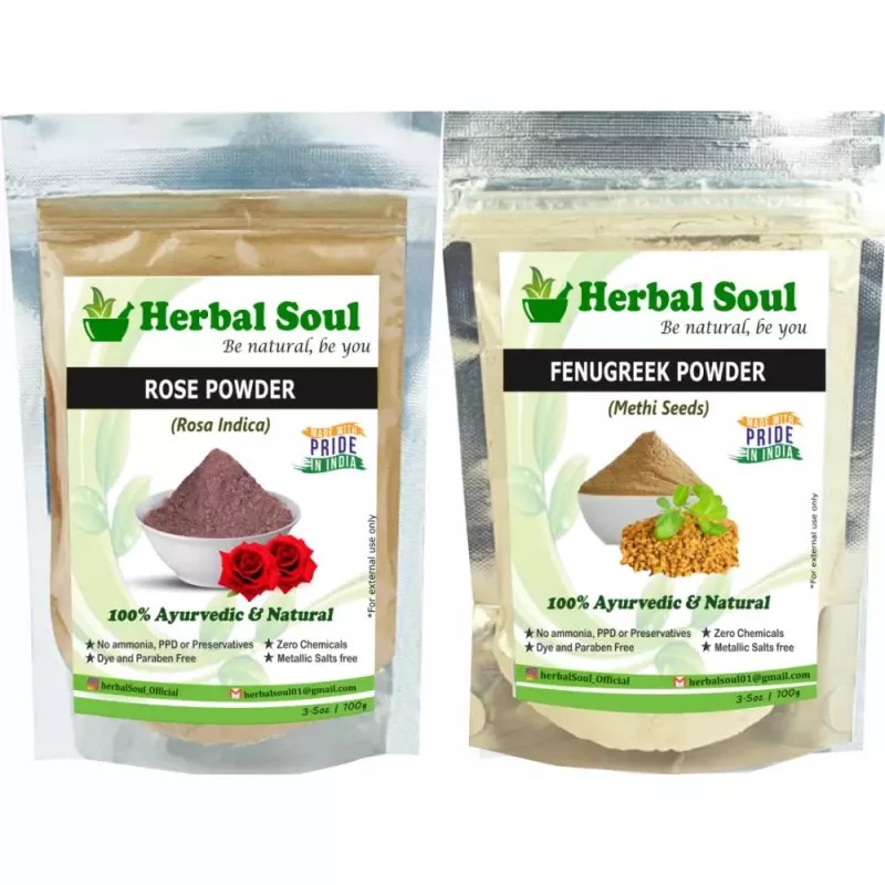 Herbal Soul Fenugreek & Rose Petal Powder Combo (Each 100g) (1Pack)