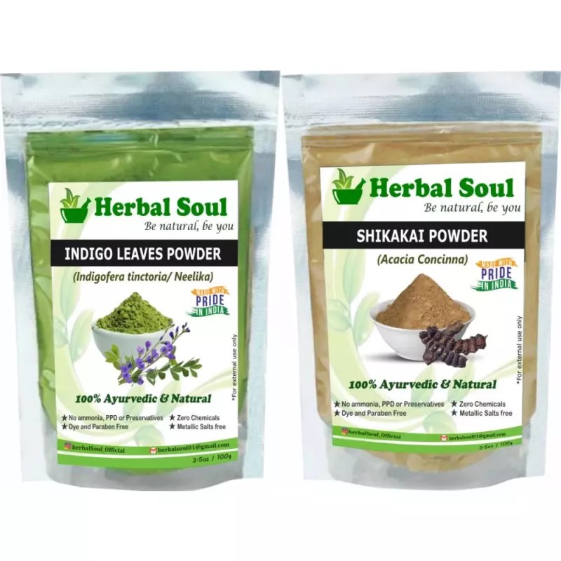 Herbal Soul Indigo Leaves & Shikakai Powder Combo (Each 100g) (1Pack)