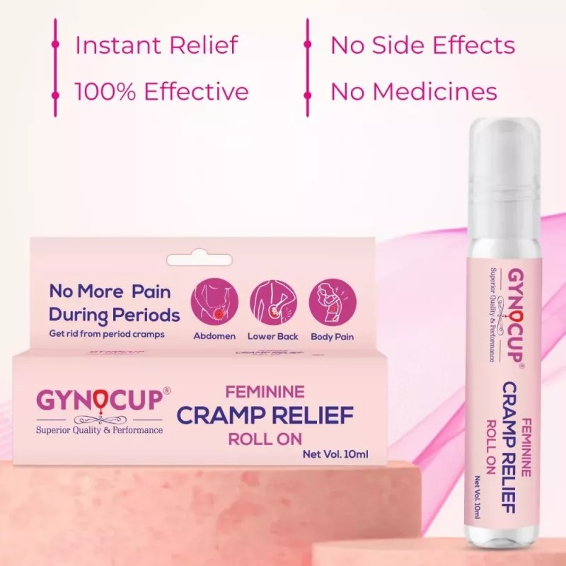 Gynocup Cramp Relief Roll On & Menstrual Cup (Large) Combo (1 Cup + Roll On 10ml) (1Pack)