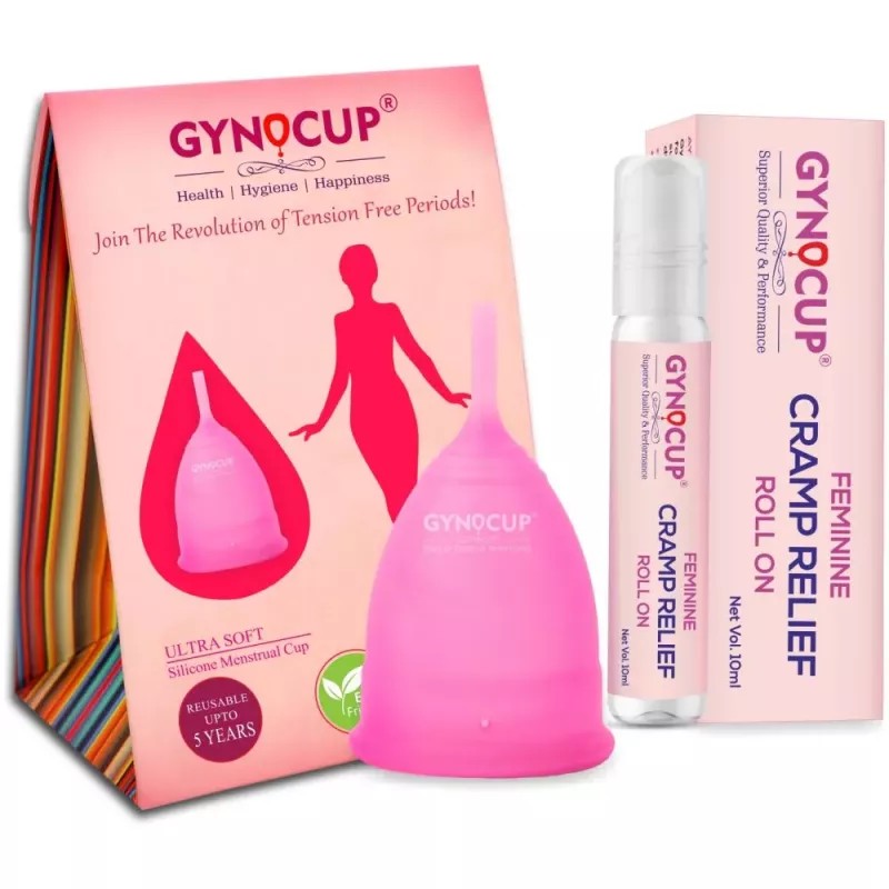 Gynocup Cramp Relief Roll On & Menstrual Cup (Medium) Combo (1 Cup + Roll On 10ml) (1Pack)