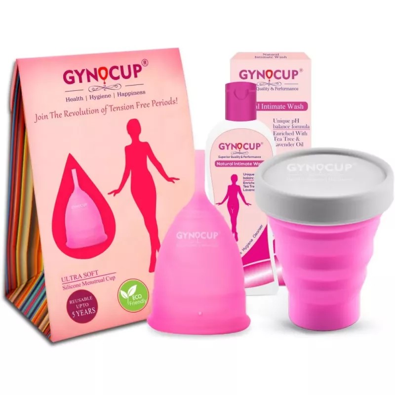Gynocup Female Intimate Wash, Sterilizer Container & Menstrual Cup (Large) Combo (Intimate Wash 100ml + Sterilizer Container 1pcs + Cup 1pcs) (1Pack)