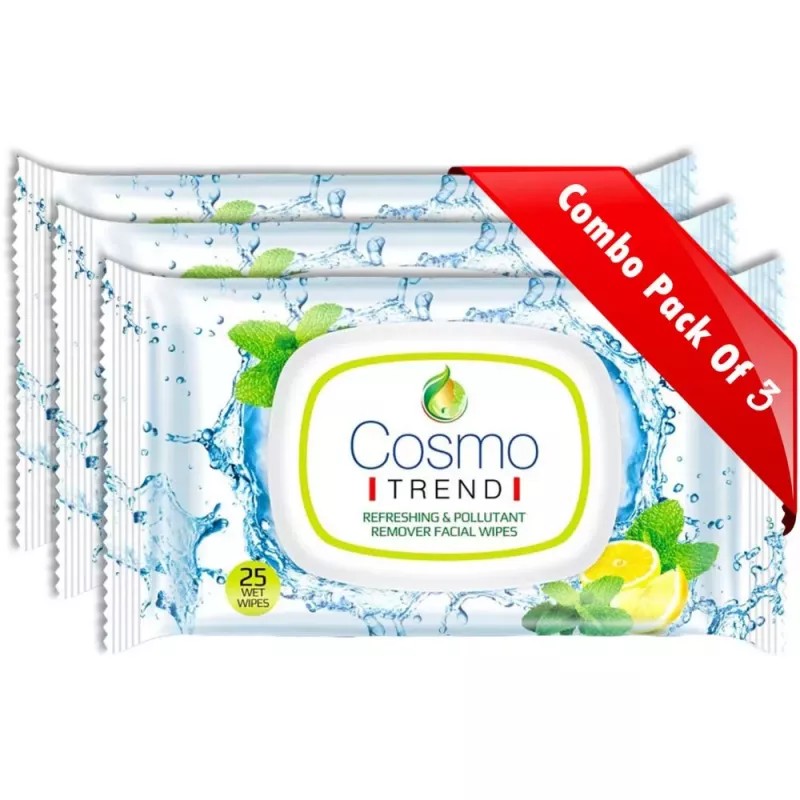 CosmoTrend Face Wipes (20cm x 15cm) (25pcs, Pack of 3)