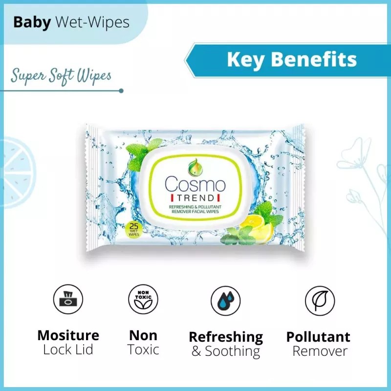 CosmoTrend Face Wipes (20cm x 15cm) (25pcs, Pack of 3)