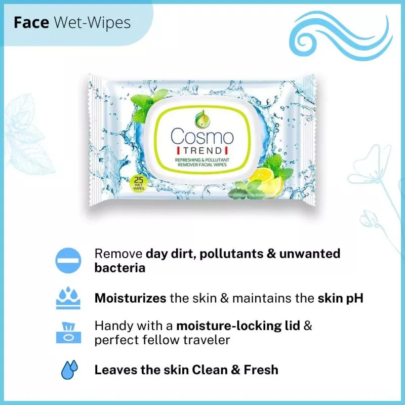 CosmoTrend Face Wipes (20cm x 15cm) (25pcs, Pack of 3)