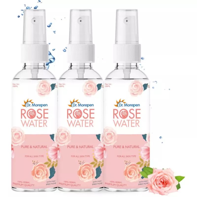 Dr Morepen Pure & Natural Rose Water Spray (100ml, Pack of 3)