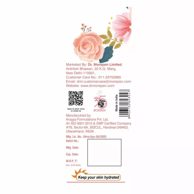 Dr Morepen Pure & Natural Rose Water Spray (100ml, Pack of 3)