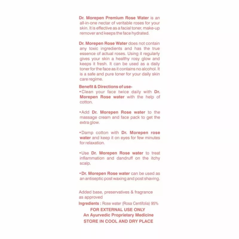 Dr Morepen Pure & Natural Rose Water Spray (100ml, Pack of 3)