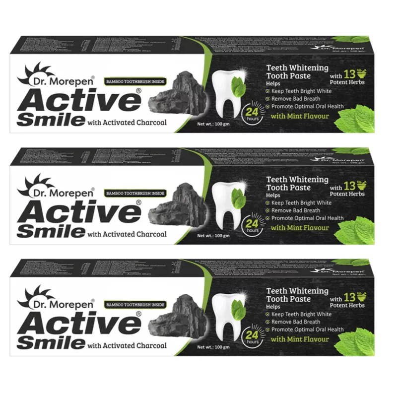 Dr Morepen Active Smile Charcoal Toothpaste (100g, Pack of 3)