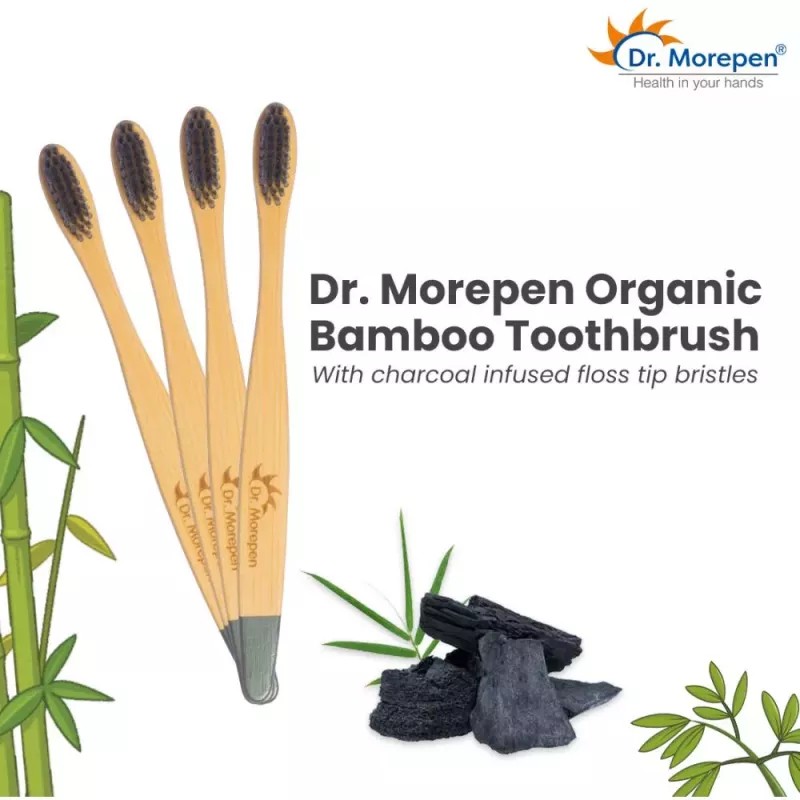 Dr Morepen Organic Bamboo Toothbrush For Adults & Kids (12 Multicolor Toothbrush) (1Pack)