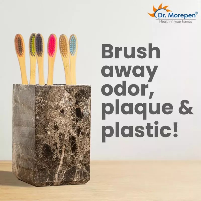 Dr Morepen Organic Bamboo Toothbrush For Adults & Kids (12 Multicolor Toothbrush) (1Pack)