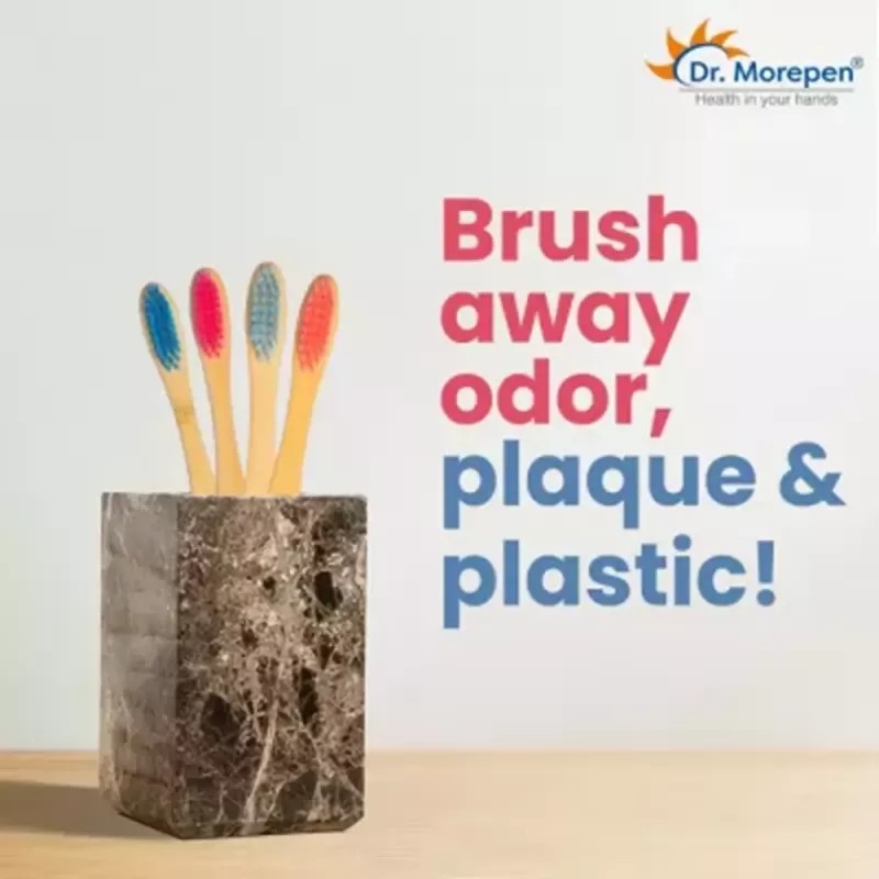 Dr Morepen Organic Bamboo Toothbrush For Adults (6 Multicolor Toothbrush) (1Pack)