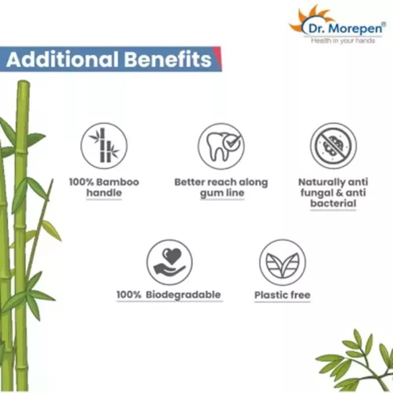 Dr Morepen Organic Bamboo Toothbrush For Adults (6 Multicolor Toothbrush) (1Pack)