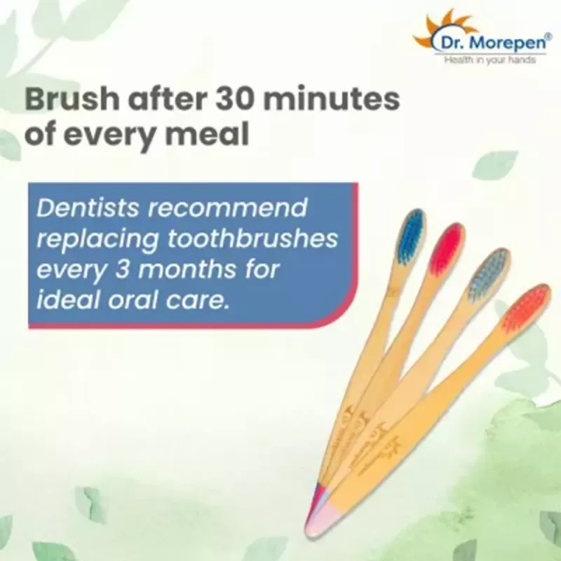 Dr Morepen Organic Bamboo Toothbrush For Adults (6 Multicolor Toothbrush) (1Pack)