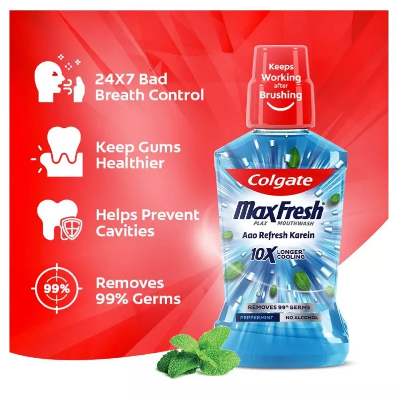 Colgate Maxfresh Plax Mouth Wash Peppermint (250ml)