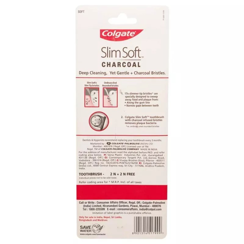Colgate Slim Soft Charcoal Toothbrush (Buy 2 Get 2 Free) (4pcs)