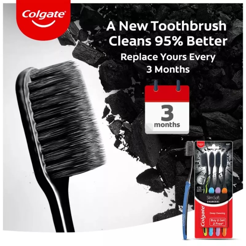 Colgate Slim Soft Charcoal Toothbrush (Buy 2 Get 2 Free) (4pcs)
