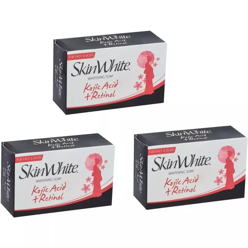 Skinwhite Whitening Kojic Acid + Retinol Soap (90g, Pack of 3)