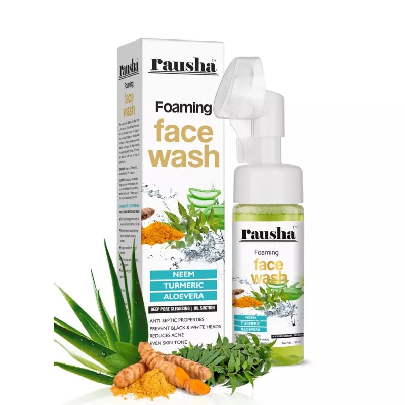 Rausha Foaming Neem Face Wash + Pure Tea Tree Oil (Facewash 150ml + Oil 15ml) (1Pack)