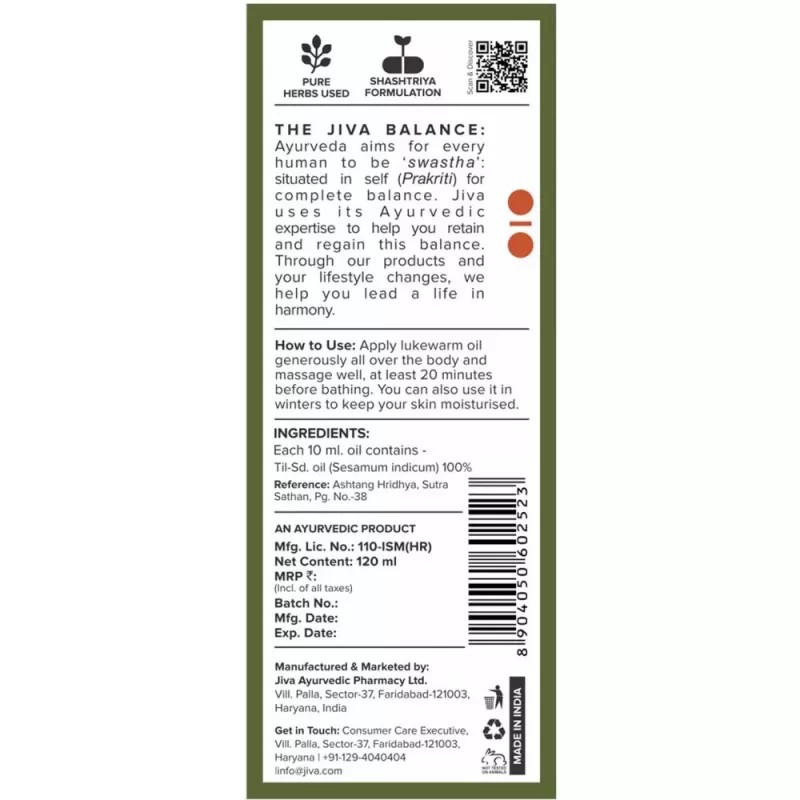 Jiva Ayurveda Medicated Til Oil (120ml)