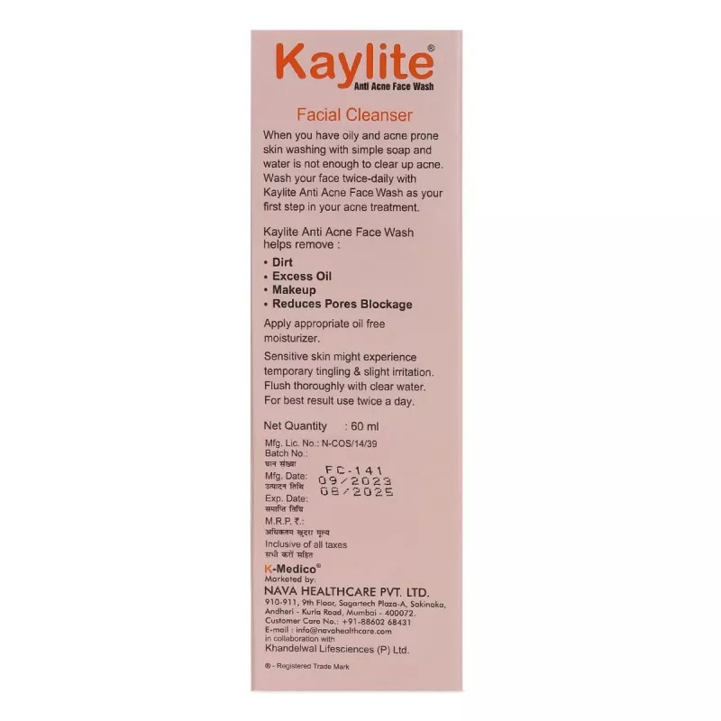 Kaylite Anti Acne Facial Cleanser Face Wash (60ml, Pack of 3)