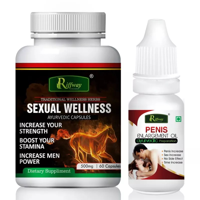 Riffway Sexual Wellness Capsules + Penis Enlargement Oil (60Cap + 15ml Oil) (1Pack)