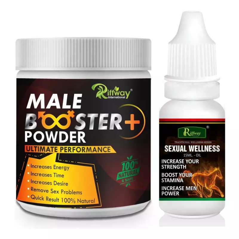 Riffway Male Booster Powder + Sexual Wellness Oil (Powder 100g + Oil 15ml) (1Pack)