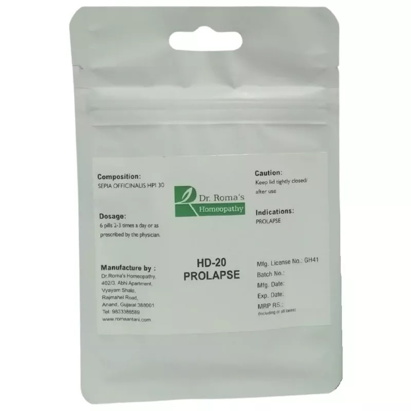 Dr Romas Homeopathy HD-20 Prolapse (2 Bottles of 2 Dram) (16g)