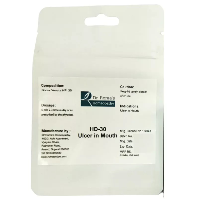 Dr Romas Homeopathy HD-30 Ulcer In Mouth (2 Bottles of 2 Dram) (16g)