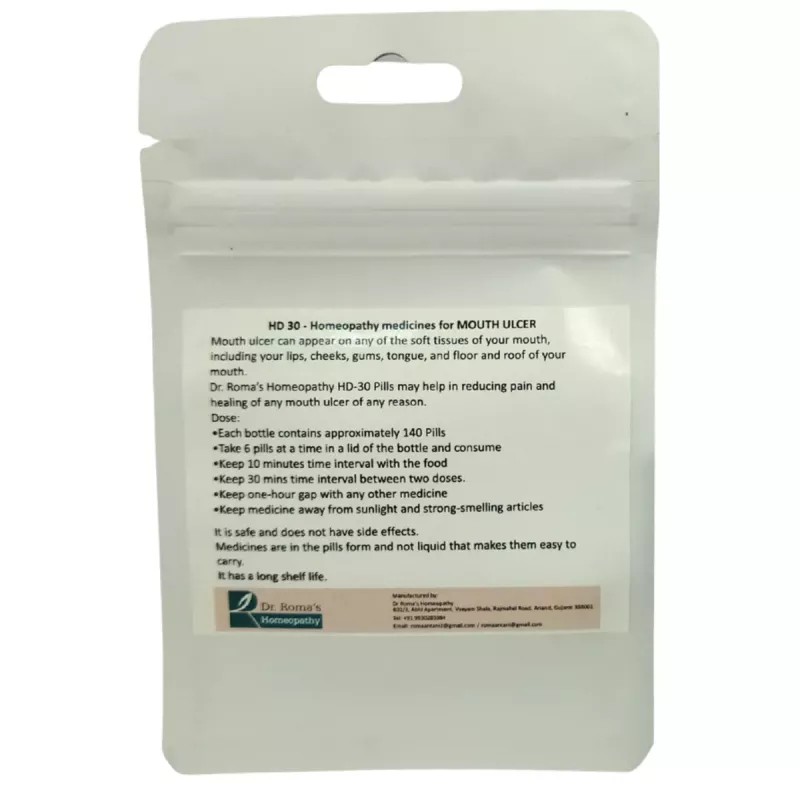 Dr Romas Homeopathy HD-30 Ulcer In Mouth (2 Bottles of 2 Dram) (16g)