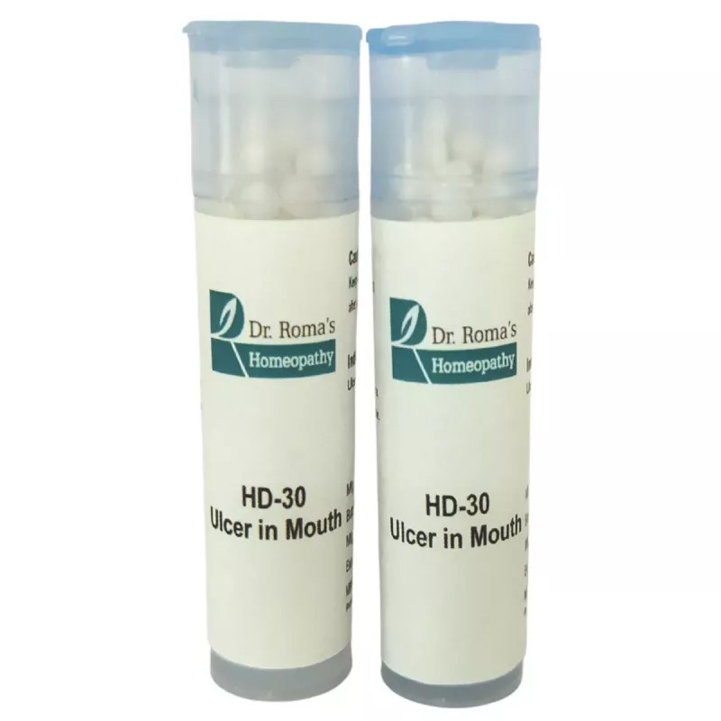 Dr Romas Homeopathy HD-30 Ulcer In Mouth (2 Bottles of 2 Dram) (16g)