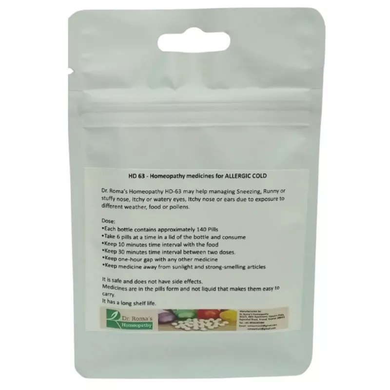 Dr Romas Homeopathy HD-63 Allergic Cold (2 Bottles of 2 Dram) (16g)