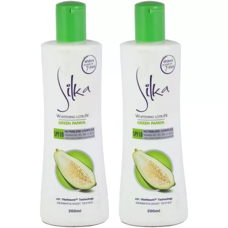 Silka Green Papaya Whitening lotion (200ml, Pack of 2)