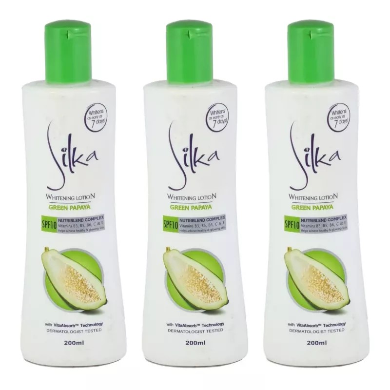 Silka Green Papaya Whitening lotion (200ml, Pack of 3)