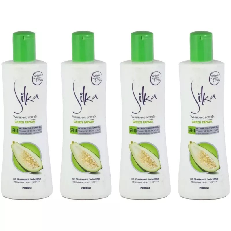 Silka Green Papaya Whitening lotion (200ml, Pack of 4)