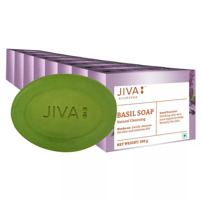 Jiva Ayurveda Basil Soap (100g, Pack of 8)