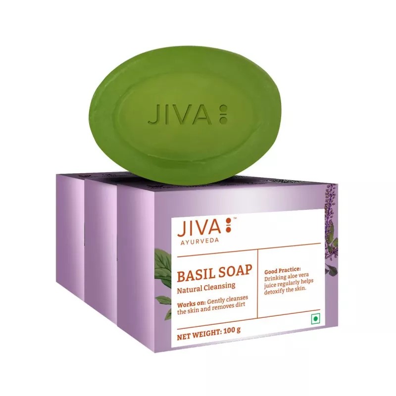 Jiva Ayurveda Basil Soap (100g, Pack of 3)