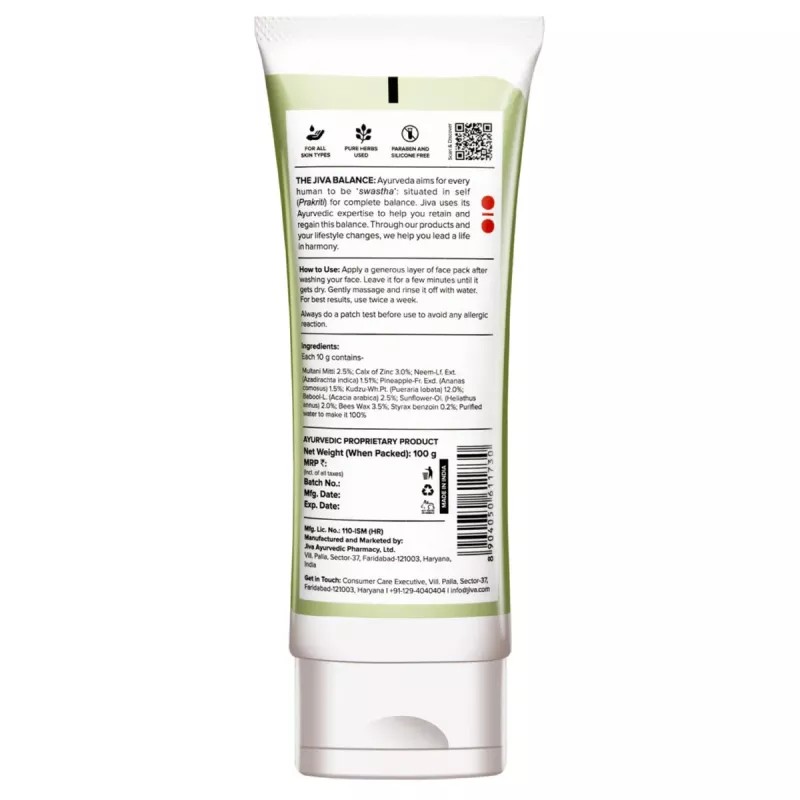 Jiva Ayurveda Neem Mud Pack (100g, Pack of 4)