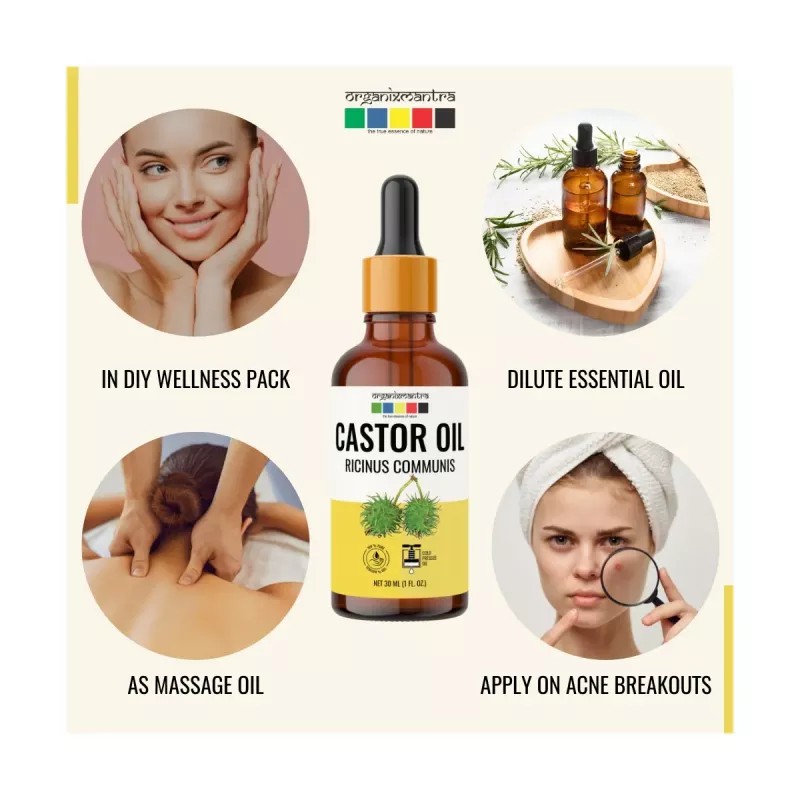 Organix Mantra Extra Virgin Coconut Oil + Castor Oil (Each 30ml) (1Pack)