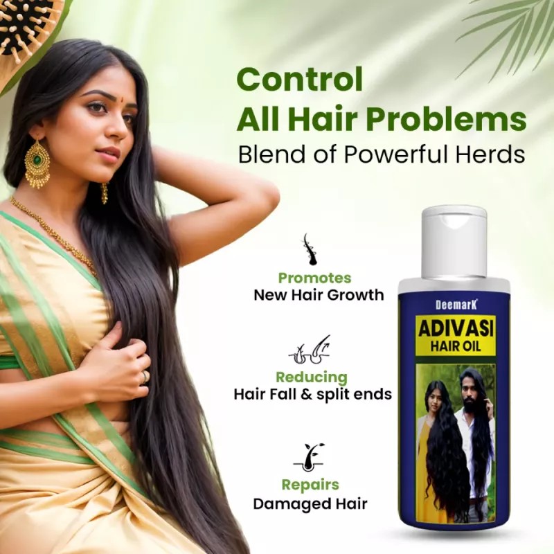Deemark Adivasi Hair Oil Long & Shiny (100ml, Pack of 4)