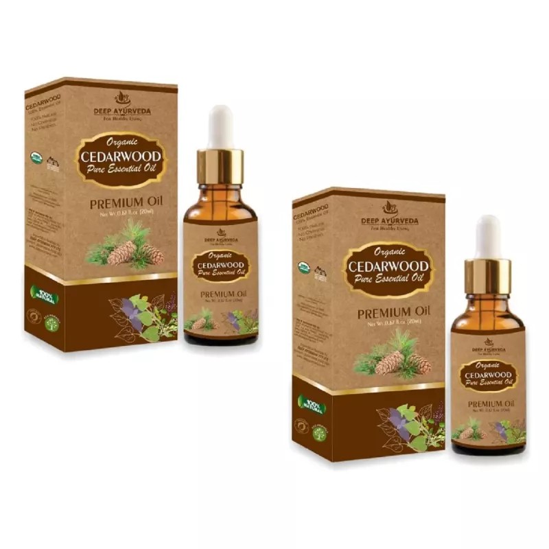 Deep Ayurveda Organic Cedarwood Pure Essential Oil (20ml, Pack of 2)