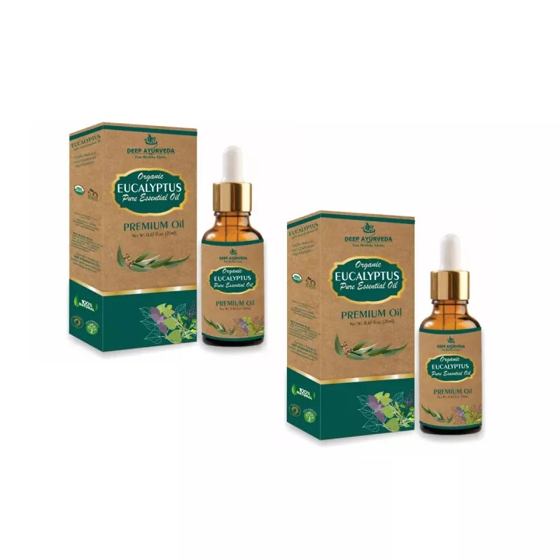 Deep Ayurveda Organic Eucalyptus Pure Essential Oil (20ml, Pack of 2)