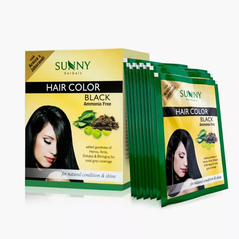 Bakson Sunny Hair Color (Black) (20g, Pack of 10)