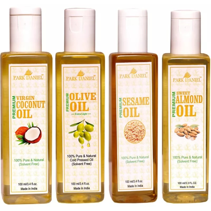 Park Daniel Premium Virgin Coconut Oil + Olive Oil + Sesame Oil + Almond Oil (Each 100ml) (1Pack)