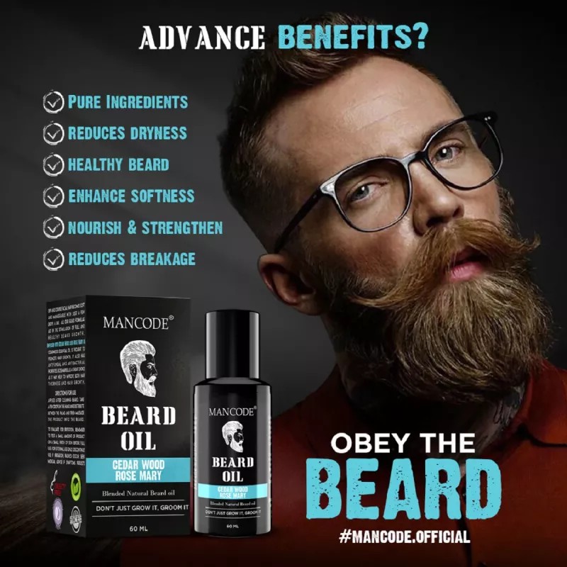 Mancode Beard Oil Cedar Wood & Rose Mary (60ml)